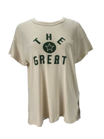 THE GREAT Women's Beige The Boxy Crew Relaxed Fit T-Shirt NWT