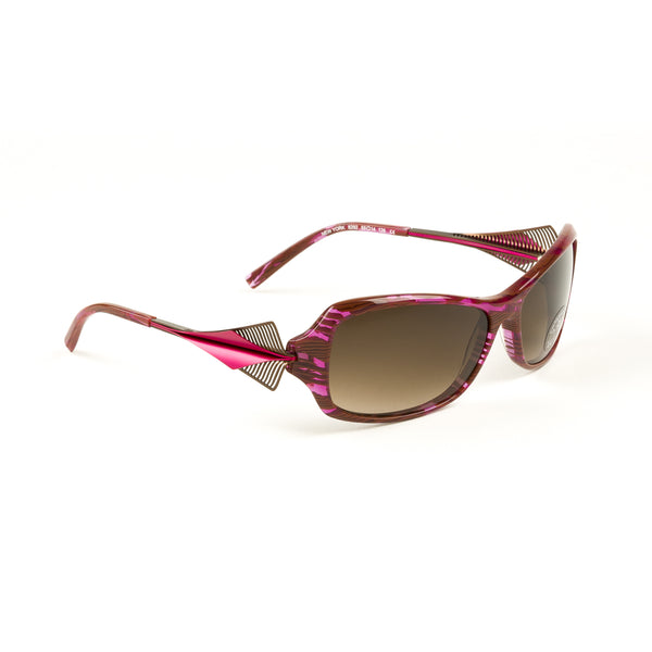 BOZ Women's New York Rectangular Sunglasses 59mm Fushia/Matte Brown