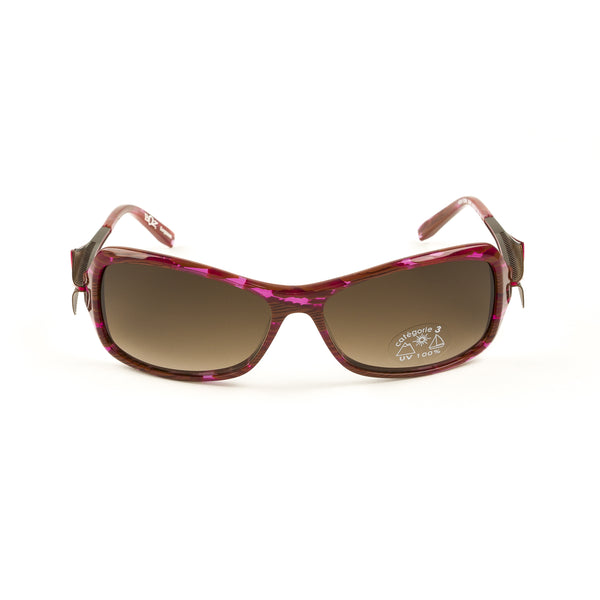 BOZ Women's New York Rectangular Sunglasses 59mm Fushia/Matte Brown