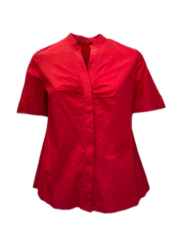 Marina Rinaldi Women's Red Brenda Button Down Cotton Shirt Size 12W/21 NWT
