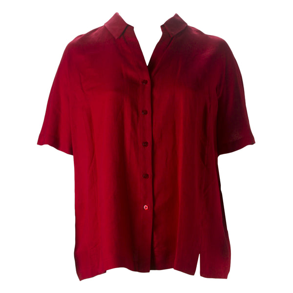 MARINA RINALDI Women's Red Brera Flax Blouse 20W / 29 $295 NWOT