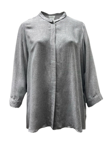 Marina Rinaldi Women's Grey Breve Button Down Shirt NWT