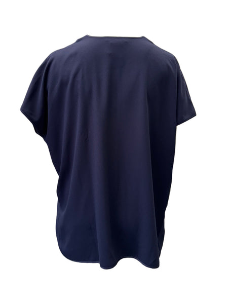 Marina Rinaldi Women's Blue Broccato Pullover Blouse NWT