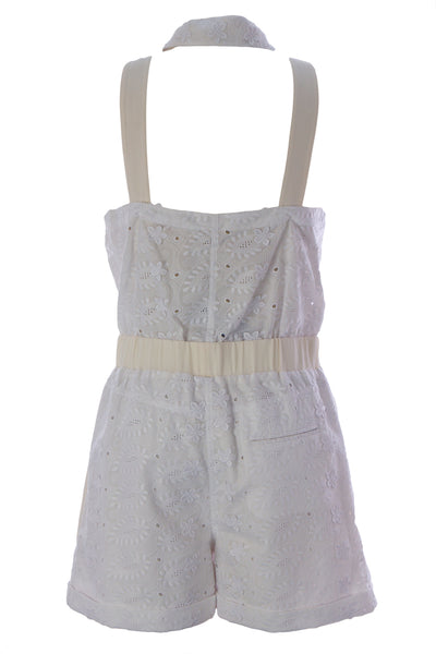 REBECCA MINKOFF Women's Chalk Sleeveless Eyelet Brighton Romper Sz 12 $328 NWT