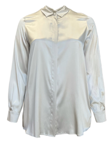 MARINA RINALDI Womens Brigitte Pearl Button Blouse $700 NWT
