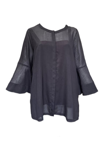 Marina Rinaldi Women's Black Brioso Button Down Shirt Size 24W/33 NWT