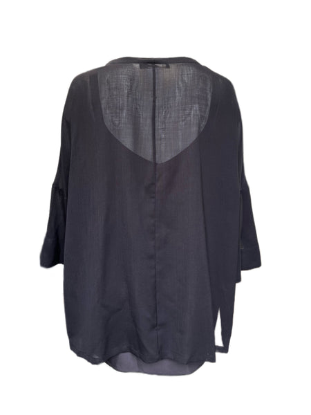 Marina Rinaldi Women's Black Brioso Button Down Shirt Size 24W/33 NWT