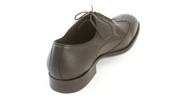 J. LINDEBERG Men's Dark Brown Brogue 5 Saffiano Leather Shoes Sz 8 $495 NEW