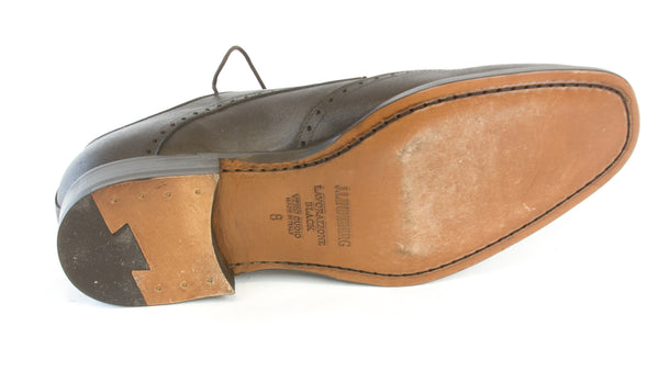 J. LINDEBERG Men's Dark Brown Brogue 5 Saffiano Leather Shoes Sz 8 $495 NEW