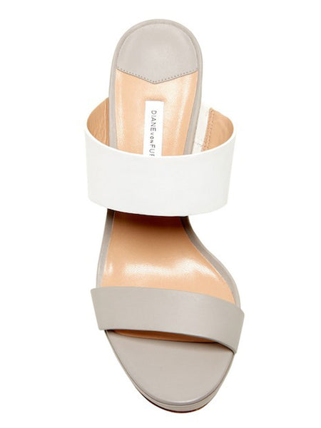 DIANE VON FURSTENBERG Women's Taupe/White Bruges Sandals $328 NEW