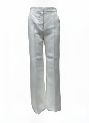 Max Mara Women's White Brusson Wide Leg Mid Rise Pants NWT