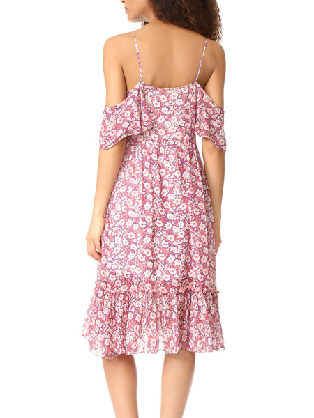 REBECCA MINKOFF Women's Poppy Print Cold Shoulder Buffy Dress $198 NWT