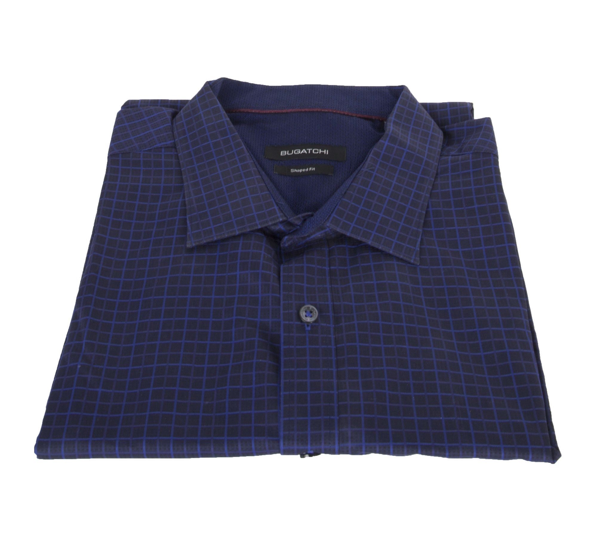 BUGATCHI Men's Blue Tattersall Shaped Fit Button Up Shirt Size XXL $14 Walk Into Fashion BUGATCHI Men's Blue Tattersall Shaped Fit Button Up Shirt Size XXL $14 Walk Into Fashion