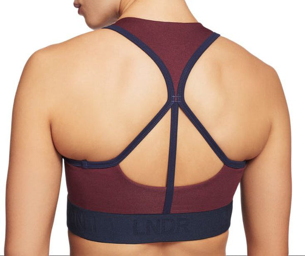 LNDR Women's Burgundy Marl Scuba Zip Bra #AV825 Small NWT