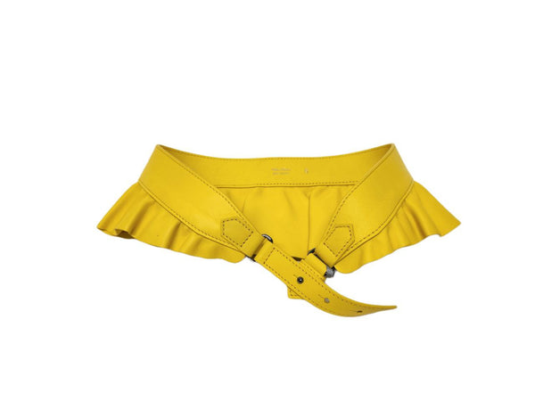 Max Mara Women's Yellow Burgos Leather Closure Belt NWT