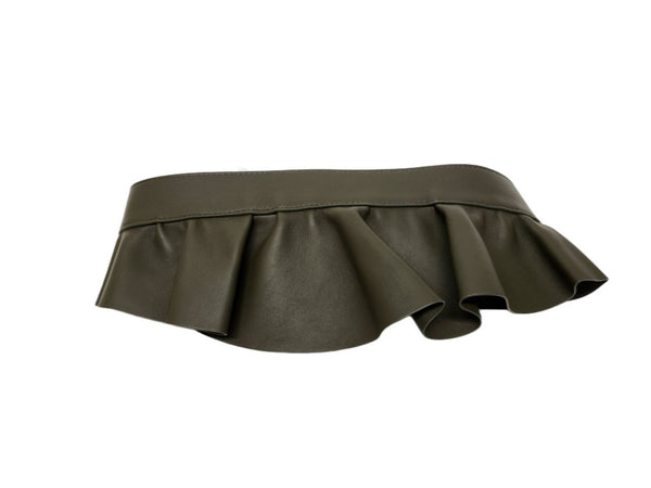 Max Mara Women's Kaki Burgos Leather Closure Belt Size L NWT