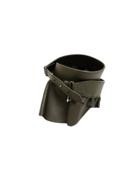 Max Mara Women's Kaki Burgos Leather Closure Belt Size L NWT