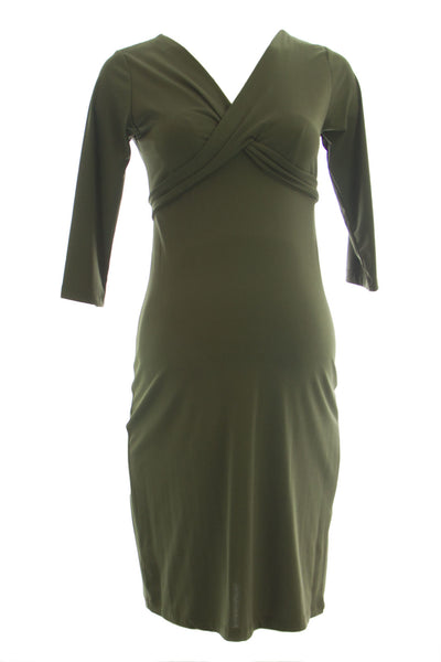 OLIAN Maternity Women's Criss Cross Tie 3/4 Sleeve Dress $139 NWT