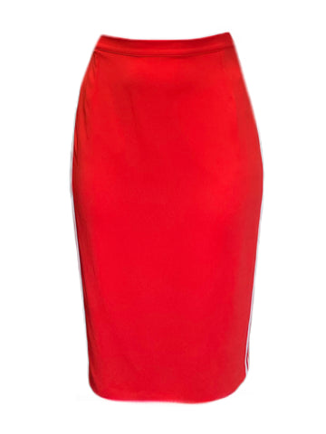 MARINA RINALDI Women's Red-Orange Casetta Side Stripe Skirt $585 NWT