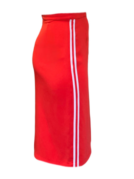 MARINA RINALDI Women's Red-Orange Casetta Side Stripe Skirt $585 NWT