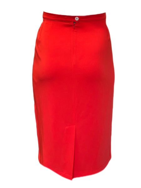MARINA RINALDI Women's Red-Orange Casetta Side Stripe Skirt $585 NWT