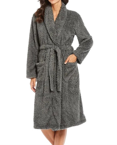LITTLE GIRAFFE Women's Charcoal Cozy Stretch Soft Chenille Robe Size 0 NWT