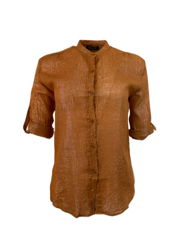 SUZIE KONDI Women's Cinnamon Koubi Metallic Blouse #1004 Sz X-Small $195 NWT