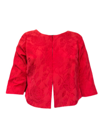 MARINA RINALDI Women's Red Claire Floral Bolero Jacket $850 NWT