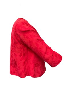 MARINA RINALDI Women's Red Claire Floral Bolero Jacket $850 NWT