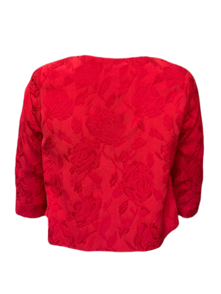 MARINA RINALDI Women's Red Claire Floral Bolero Jacket $850 NWT