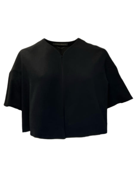 MARINA RINALDI Women's Black Cripta Short Sleeve Bolero Jacket $645 NWT