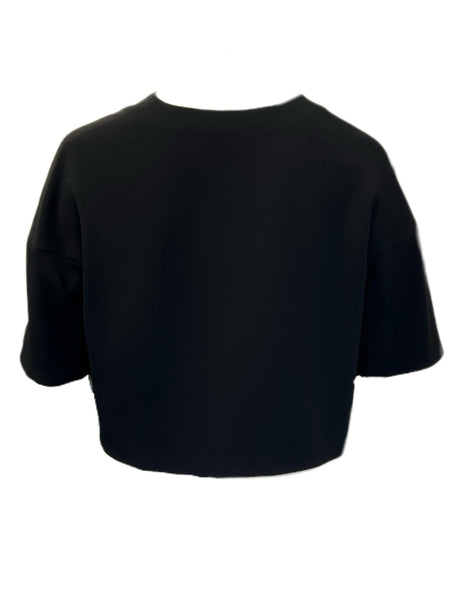 MARINA RINALDI Women's Black Cripta Short Sleeve Bolero Jacket $645 NWT
