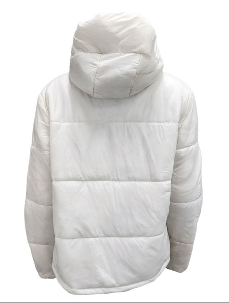 HoodLamb Women's Cream White High Collar Hemp Recycled Puffer 420 X-Large NWT