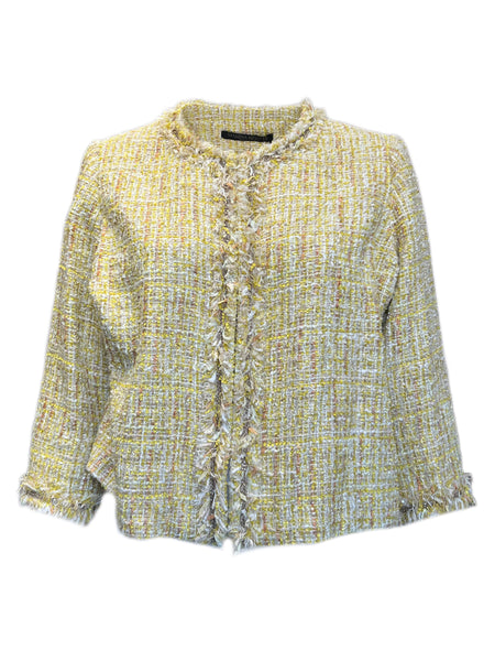 Marina Rinaldi Women's Yellow Cadice Tweed Jacket Size 22W/31 NWT