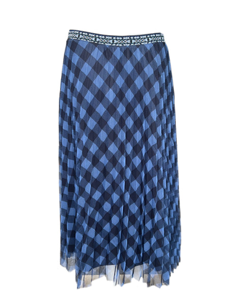 Marina Rinaldi Women's Blue Calamaio A Line Midi Skirt NWT