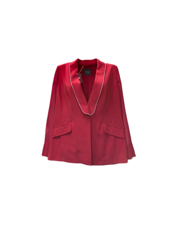 Marina Rinaldi Women's Red Calle Button Closure Jacket NWT