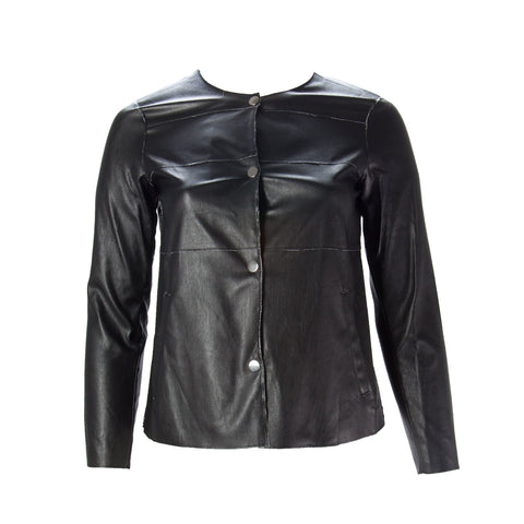 MARINA RINALDI Women's Black Calle Faux Leather Jacket 8W / 17 $340 NWT