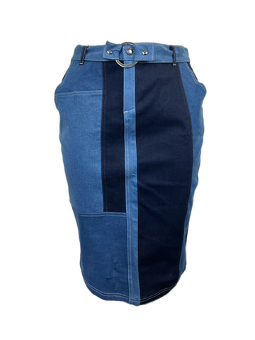Marina Rinaldi Women's Blue Calypso Denim Straight Skirt NWT