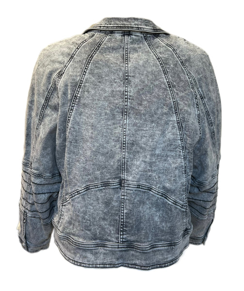 Marina Rinaldi Women's Grey Camaiore Button Closure Denim Jacket NWT