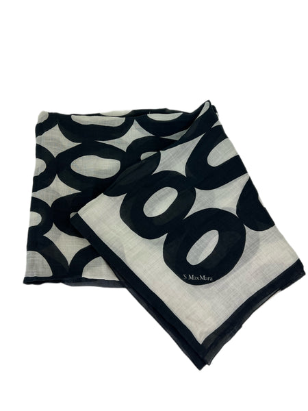 Max Mara Women's Black Cambra Ramie 52x52 Square Scarf NWT