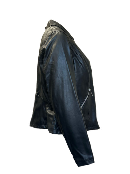 Marina Rinaldi Women's Black Camera Faux Leather Jacket NWT