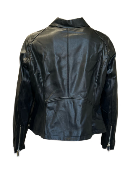 Marina Rinaldi Women's Black Camera Faux Leather Jacket NWT