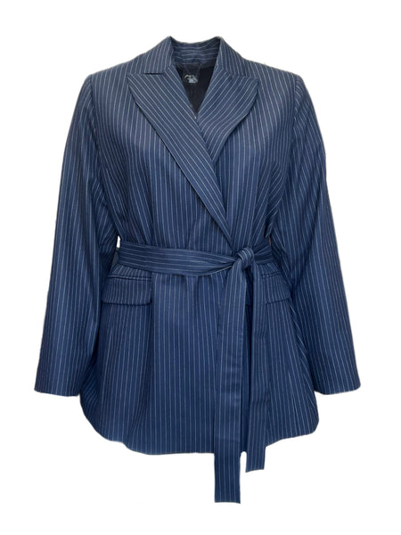 Marina Rinaldi Women's Blue Camilla Belted Jacket NWT
