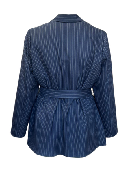 Marina Rinaldi Women's Blue Camilla Belted Jacket NWT