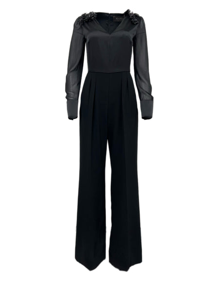 Max Mara Women's Black Camino Embellished Front Jumpsuit Size 6 NWT
