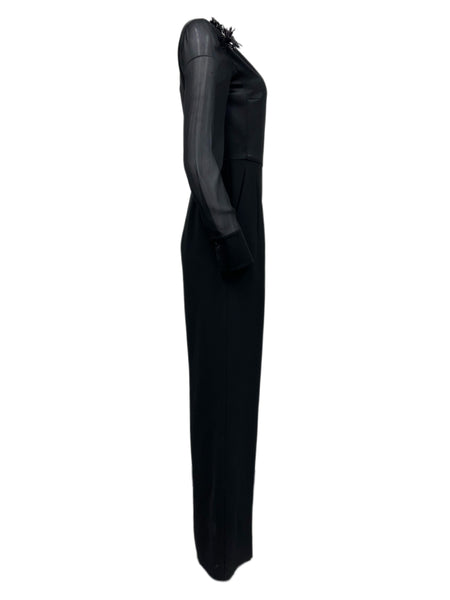 Max Mara Women's Black Camino Embellished Front Jumpsuit Size 6 NWT
