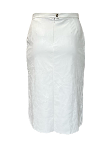 Marina Rinaldi Women's White Campana Faux Leather A Line Skirt Size 14W/23