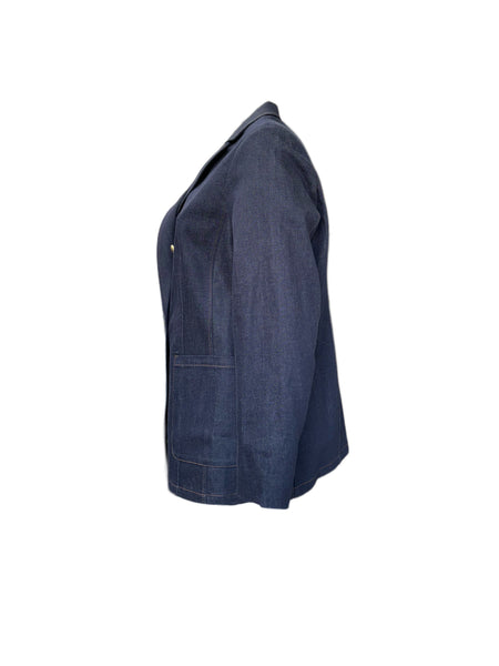 Marina Rinaldi Women's Blue Canada Button Closure Jacket NWT