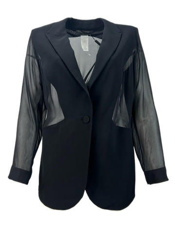 Marina Rinaldi Women's Black Canarie One Button Sheer Blazer NWT