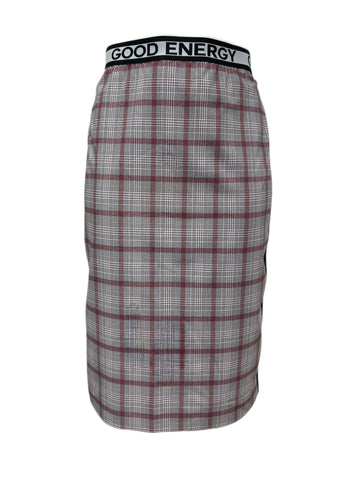 Marina Rinaldi Women's Nero Canarino Plaid Straight Skirt NWT